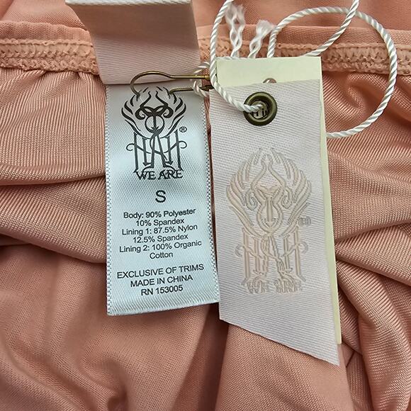 Free People We Are HAH Womans size S Eyes on Top Bodysuit Copper Rose Pink NEW - Picture 7 of 9